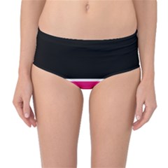 Black Pink Line White Mid-waist Bikini Bottoms