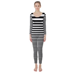 Black White Line Long Sleeve Catsuit by Mariart