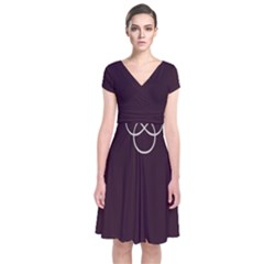 Black Cherry Scrolls Purple Short Sleeve Front Wrap Dress by Mariart