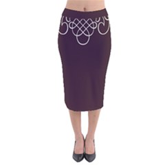 Black Cherry Scrolls Purple Velvet Midi Pencil Skirt