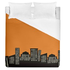 City Building Orange Duvet Cover (queen Size)