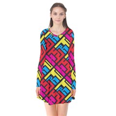 Color Red Yellow Blue Graffiti Flare Dress