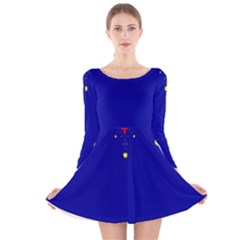 Critical Points Line Circle Red Blue Yellow Long Sleeve Velvet Skater Dress