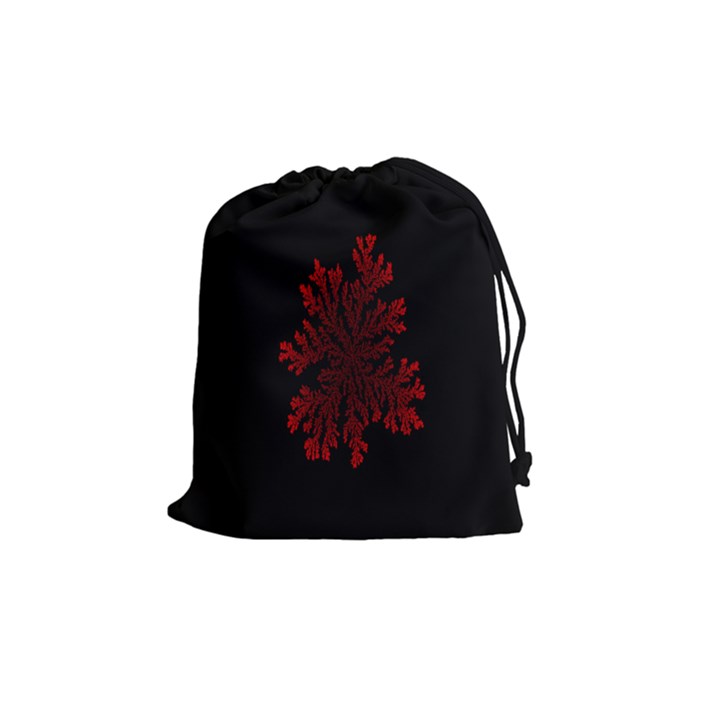 Dendron Diffusion Aggregation Flower Floral Leaf Red Black Drawstring Pouches (Medium) 