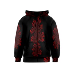 Dendron Diffusion Aggregation Flower Floral Leaf Red Black Kids  Zipper Hoodie by Mariart