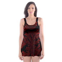 Dendron Diffusion Aggregation Flower Floral Leaf Red Black Skater Dress Swimsuit by Mariart