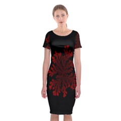 Dendron Diffusion Aggregation Flower Floral Leaf Red Black Classic Short Sleeve Midi Dress by Mariart