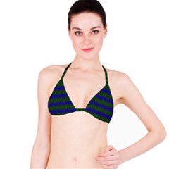 Diamond Alt Blue Green Woven Fabric Bikini Top by Mariart