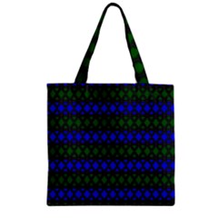 Diamond Alt Blue Green Woven Fabric Zipper Grocery Tote Bag