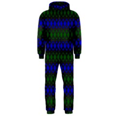 Diamond Alt Blue Green Woven Fabric Hooded Jumpsuit (men) 