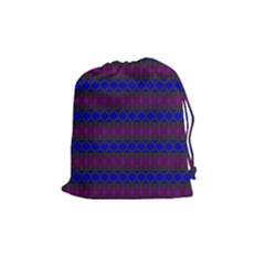 Diamond Alt Blue Purple Woven Fabric Drawstring Pouches (medium) 