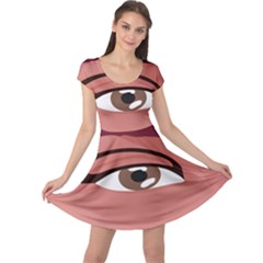 Eye Difficulty Red Cap Sleeve Dresses by Mariart