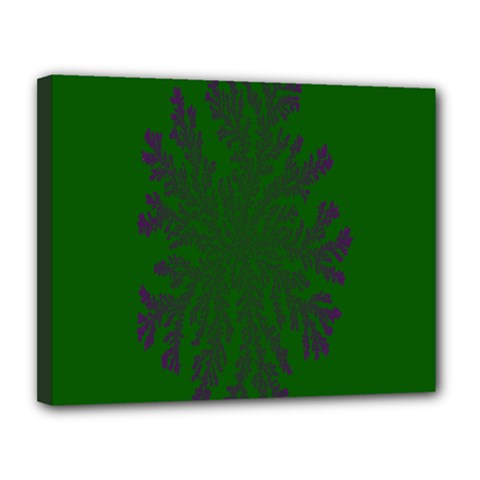 Dendron Diffusion Aggregation Flower Floral Leaf Green Purple Canvas 14  X 11 