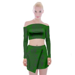 Dendron Diffusion Aggregation Flower Floral Leaf Green Purple Off Shoulder Top With Skirt Set by Mariart