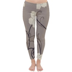 Flower Floral Black Grey Rose Classic Winter Leggings by Mariart
