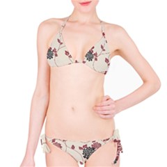 Flower Floral Black Pink Bikini Set by Mariart