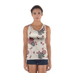 Flower Floral Black Pink Women s Sport Tank Top  by Mariart