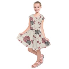 Flower Floral Black Pink Kids  Short Sleeve Dress by Mariart