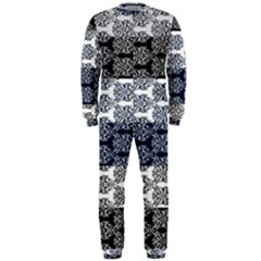 Digital Print Scrapbook Flower Leaf Colorgray Black Purple Blue Onepiece Jumpsuit (men)  by Mariart