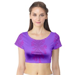 Dendron Diffusion Aggregation Flower Floral Leaf Red Purple Short Sleeve Crop Top (tight Fit)
