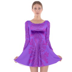 Dendron Diffusion Aggregation Flower Floral Leaf Red Purple Long Sleeve Skater Dress by Mariart