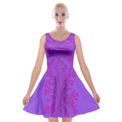 Dendron Diffusion Aggregation Flower Floral Leaf Red Purple Velvet Skater Dress