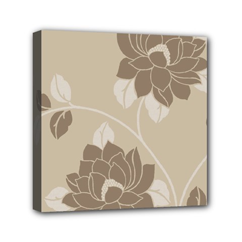 Flower Floral Grey Rose Leaf Mini Canvas 6  X 6  by Mariart