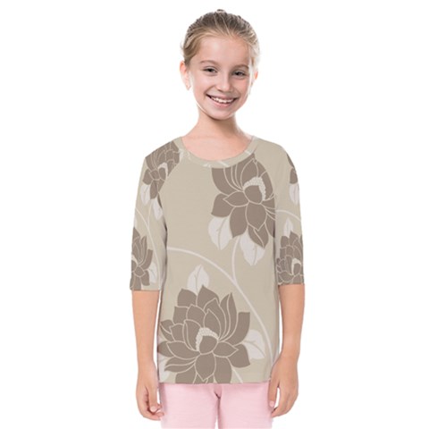 Flower Floral Grey Rose Leaf Kids  Quarter Sleeve Raglan Tee by Mariart