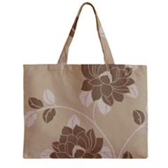 Flower Floral Grey Rose Leaf Zipper Mini Tote Bag