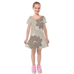 Flower Floral Grey Rose Leaf Kids  Short Sleeve Velvet Dress by Mariart