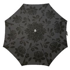 Flower Floral Rose Black Straight Umbrellas