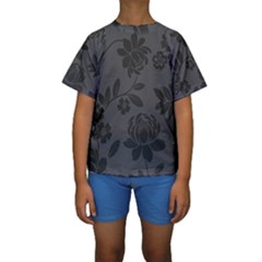 Flower Floral Rose Black Kids  Short Sleeve Swimwear by Mariart