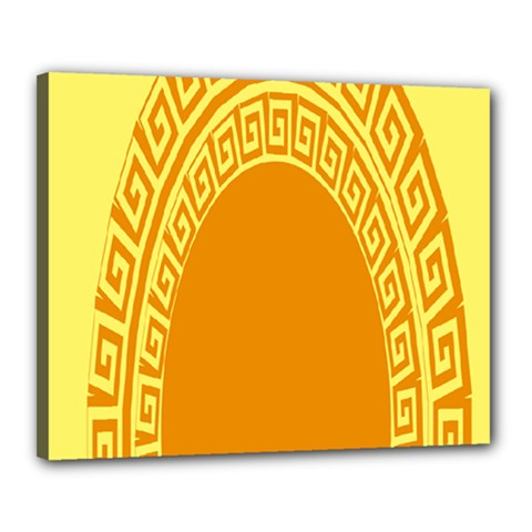 Greek Ornament Shapes Large Yellow Orange Canvas 20  X 16 