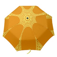 Greek Ornament Shapes Large Yellow Orange Folding Umbrellas by Mariart