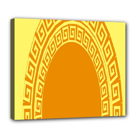 Greek Ornament Shapes Large Yellow Orange Deluxe Canvas 24  X 20   by Mariart