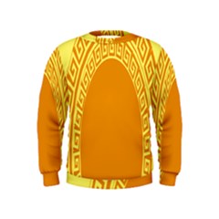 Greek Ornament Shapes Large Yellow Orange Kids  Sweatshirt