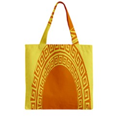 Greek Ornament Shapes Large Yellow Orange Zipper Grocery Tote Bag