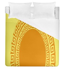 Greek Ornament Shapes Large Yellow Orange Duvet Cover (queen Size)