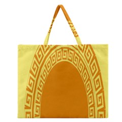 Greek Ornament Shapes Large Yellow Orange Zipper Large Tote Bag by Mariart