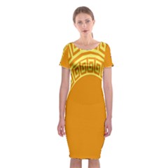 Greek Ornament Shapes Large Yellow Orange Classic Short Sleeve Midi Dress by Mariart