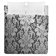 Flower Floral Grey Black Leaf Duvet Cover Double Side (queen Size) by Mariart