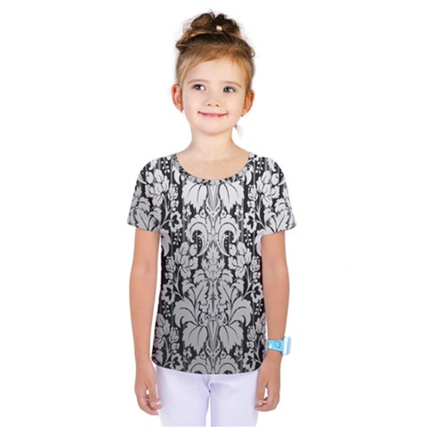 Flower Floral Grey Black Leaf Kids  One Piece Tee by Mariart