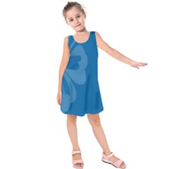 Hibiscus Sakura Classic Blue Kids  Sleeveless Dress by Mariart