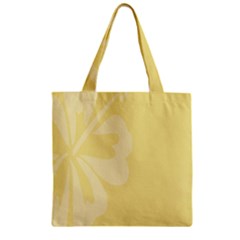 Hibiscus Custard Yellow Zipper Grocery Tote Bag