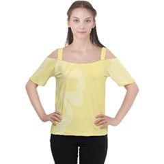 Hibiscus Custard Yellow Women s Cutout Shoulder Tee