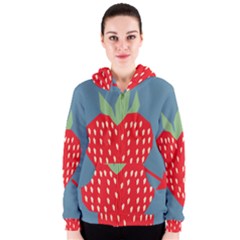 Fruit Red Strawberry Women s Zipper Hoodie by Mariart