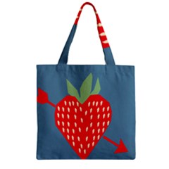 Fruit Red Strawberry Zipper Grocery Tote Bag by Mariart