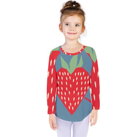 Fruit Red Strawberry Kids  Long Sleeve Tee by Mariart