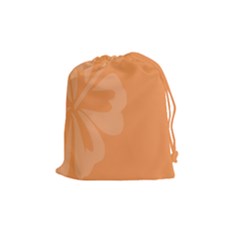 Hibiscus Sakura Tangerine Orange Drawstring Pouches (medium)  by Mariart