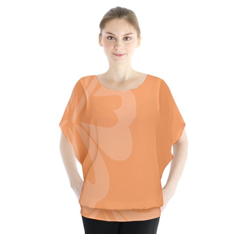 Hibiscus Sakura Tangerine Orange Blouse by Mariart